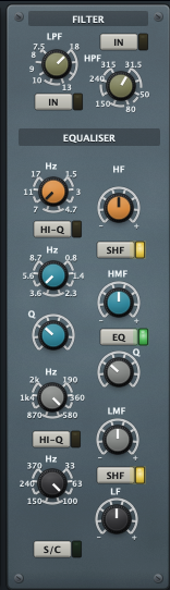 Filters & Equaliser panel